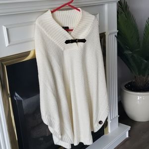 White knit shawl poncho